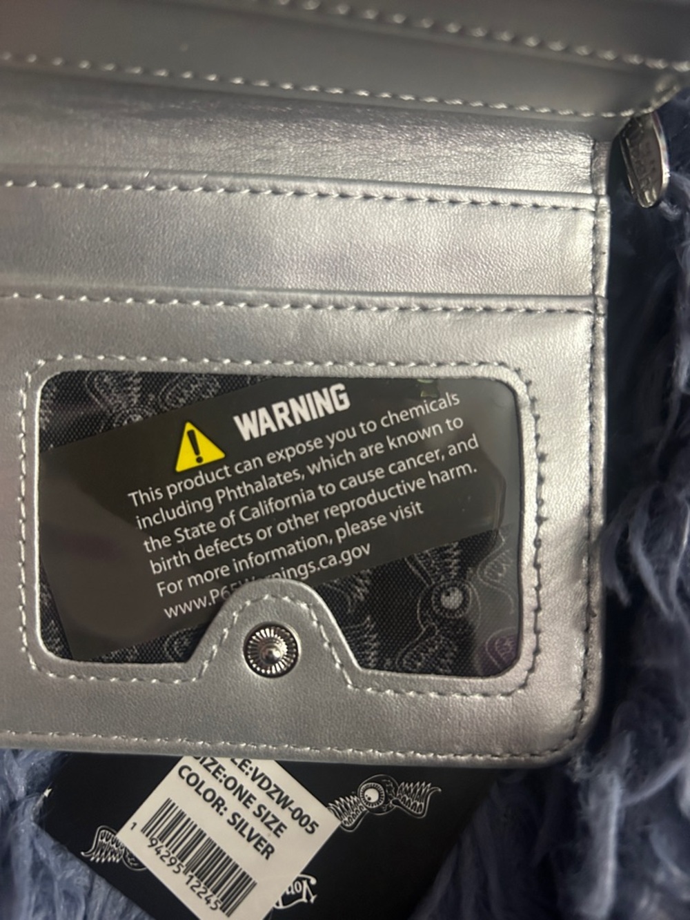 Von Dutch Metallic Silver Compact Wallet with Embossed Logo - Picture 5 of 5